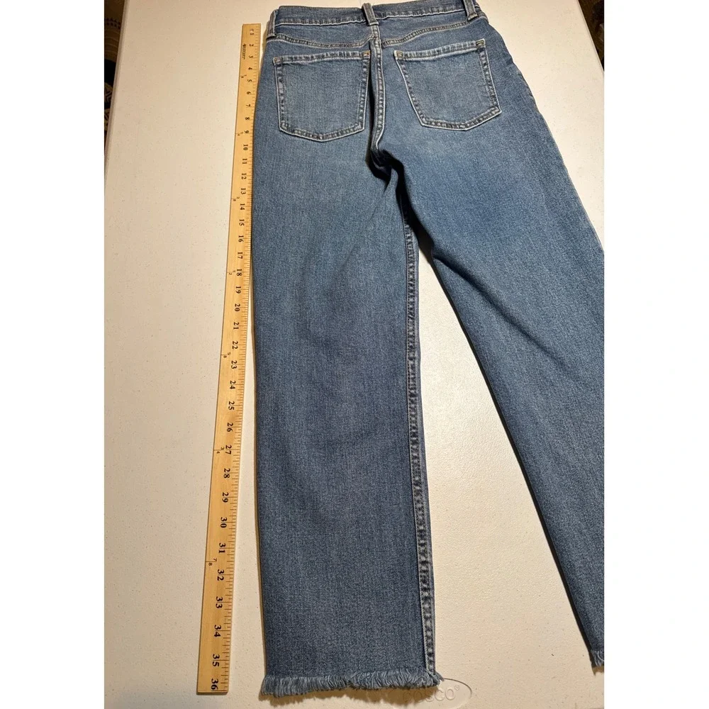 Old Navy Sky Hi Straight Jeans Mary Jo Wash Raw Hem Blue Denim 0 S/801741-00
